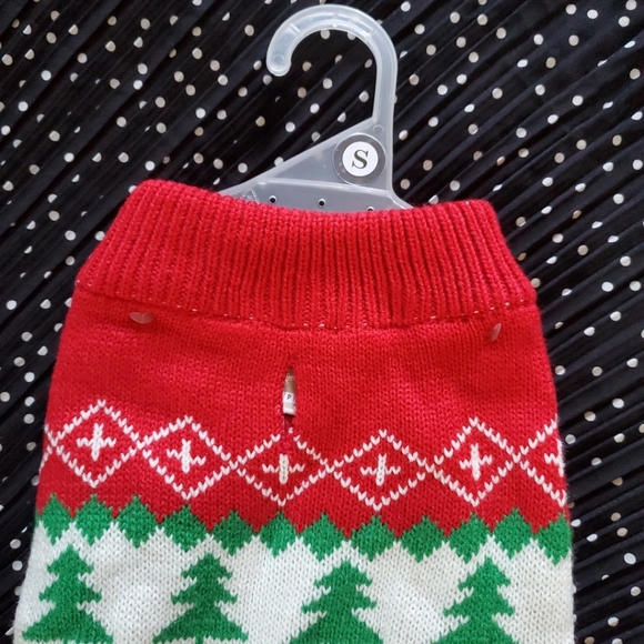 Holiday Red & Green Dog Sweater with Festive Patterns / Size - Small /Pet Spirit - Picture 2 of 8